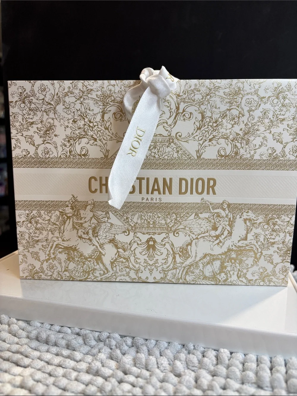 Dior Cream Round Pouch with Pink Butterfly Embroidery & Dior Bag